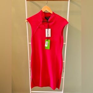 Shanghai Tang ribbed dress in hot pink, 100% cotton